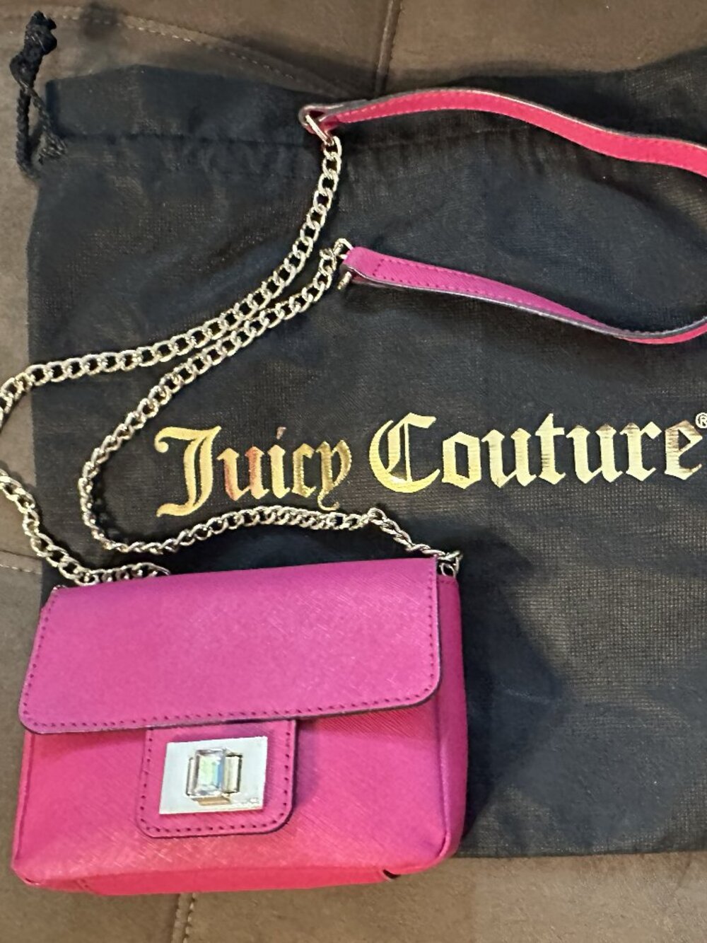 Juicy Couture Pink Leather Mini Crossbody/Clutch Bag